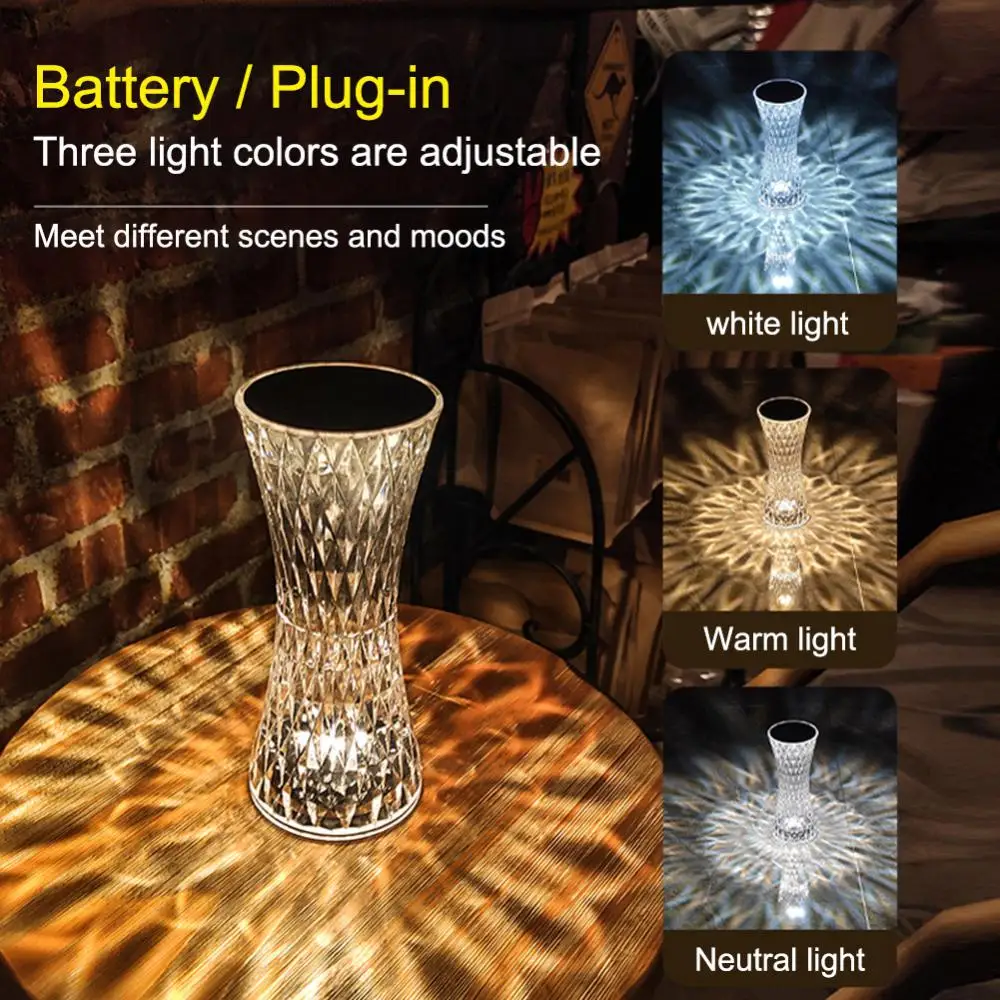 LED Touch Sensor Diamond Table Lamp Small Waist Crystal Decoration