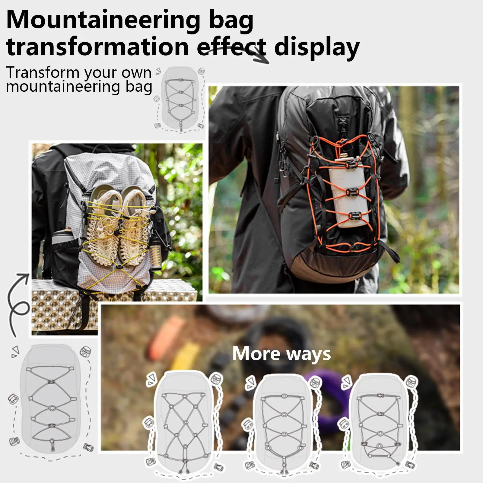 18pcs Set Elastic Rope Outdoor Sports Mountaineering Bag Cord BungeeTies Hook Backpack Parts For Trekking Mountaineering