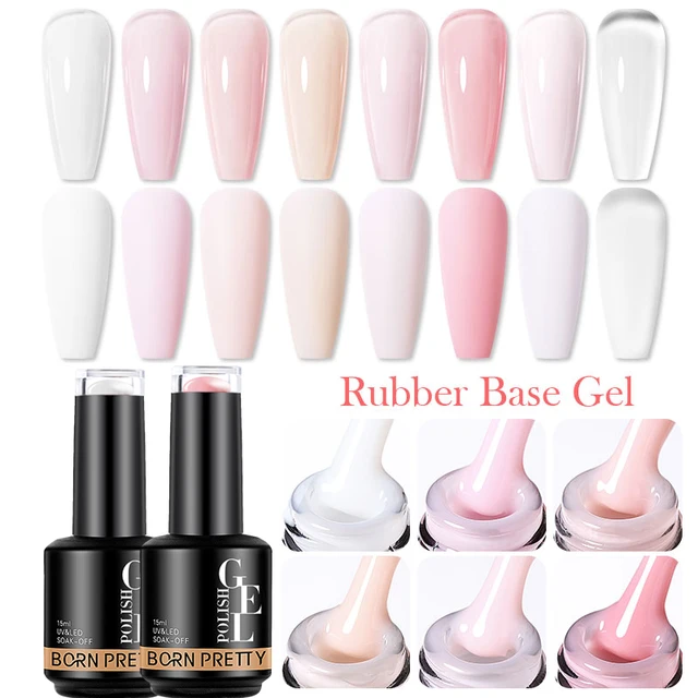 BORN PRETTY Milky Pink Rubber Base Gel Nail Polish Glitter 15ml Semi-Permanent Varnish Soak Off Self Leveling UV LED Gel 1