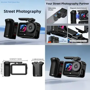 Impugnatura ergonomica A3PD per fotocamere Action 6 con sgancio rapido magnetico e interfaccia Cold Shoe integrata