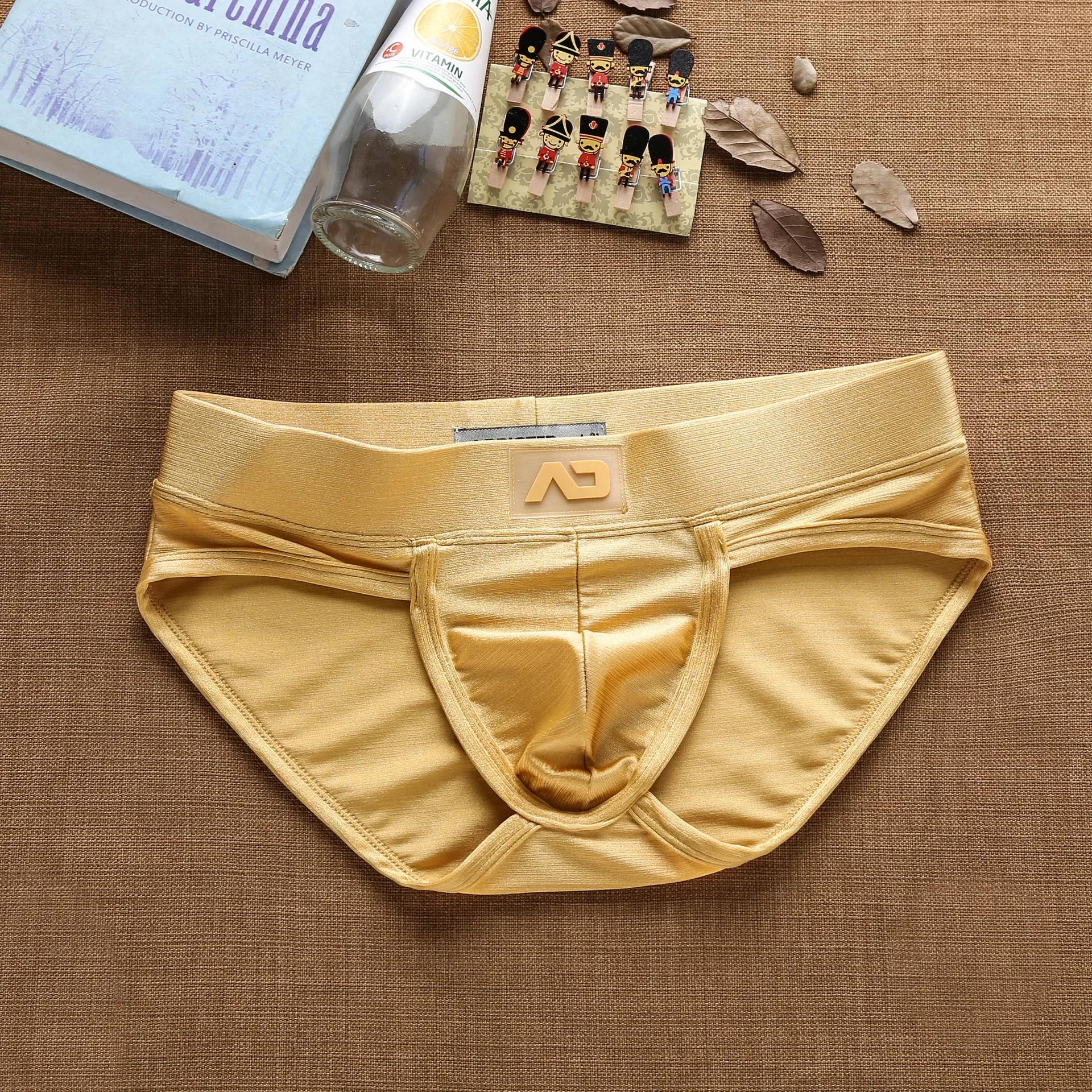 Men's low waisted sexy nylon drawstring bright color briefs ad3-m257 factory direct sale 4