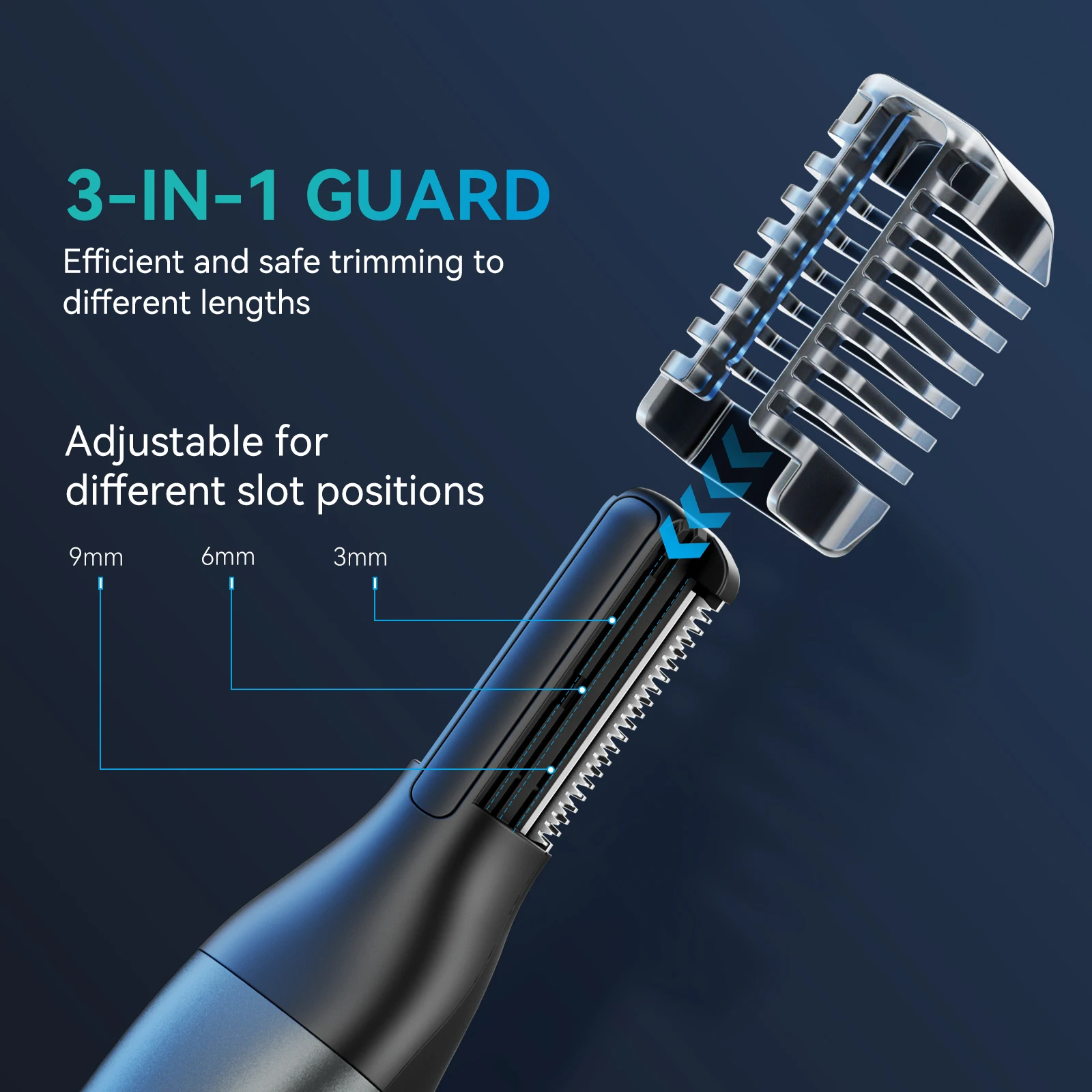 KENSEN S15 Electric Tirmmer for Men Dual-sided Blade IPX6 Waterproof Body Hair Razor Beard Trimmer 2 in 1 T Trimmers for Barber 4