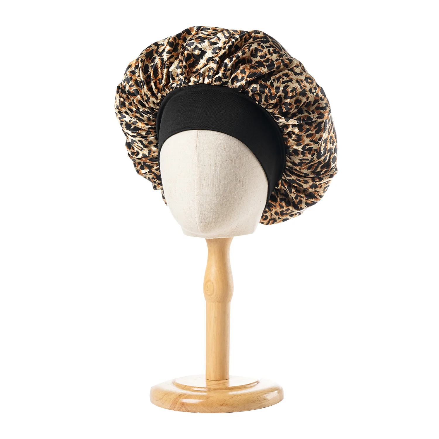 Neue Frauen Gedruckt Satin Bonnet Cap Elastische Breite Band Nacht Schlaf Hut Kopf Wrap Lockiges Federndes Haar Chemo Kappe Pflege Hut – Detail 7