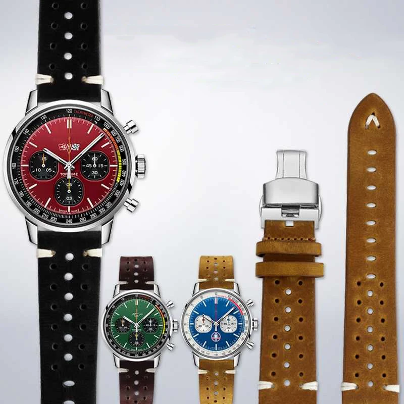 20mm 22mm High Quality Genuine Leather Watchband for Hamilton Breitling Citizen Seiko Breathable Watch Strap Vintage Bracelet