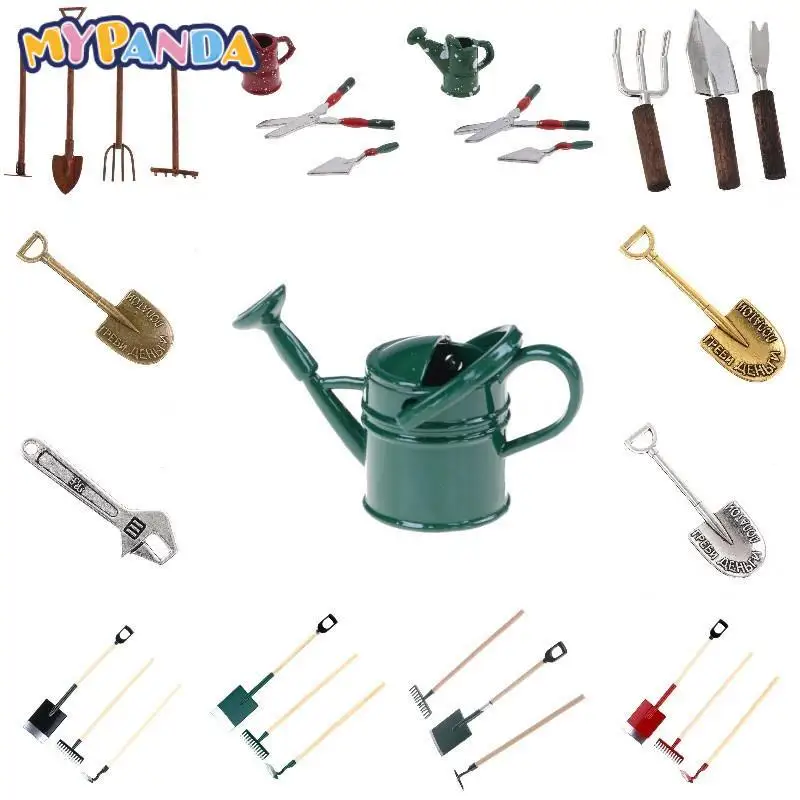 

Kawaii Dollhouse Miniature Shovel Hoe Pitchfork Watering Can Farming Tools Fairy Garden Accessories Furniture Toys