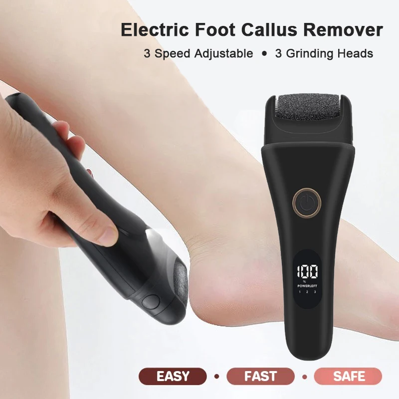 NEW Electric Foot Callus Remover Professional Foot Pedicure Machine Tools Rechargeable Heel Cracked Dead Skin Scrubber 3 Heads