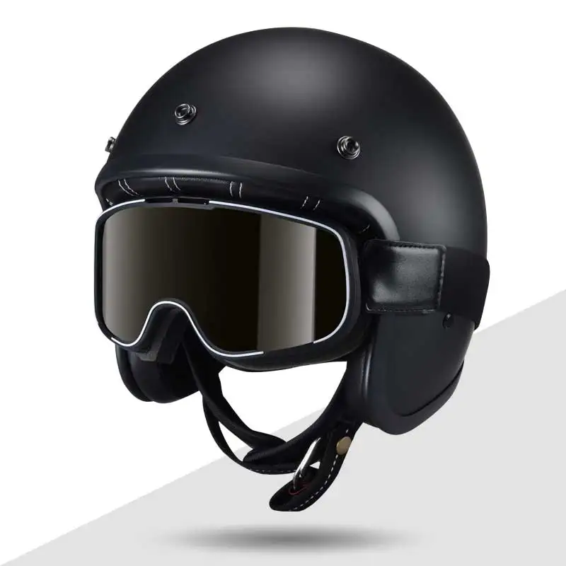 

KEAZ Dot Approved Vintage Fiberglass Lightweigh Open Face 3/4 Motorcycle Helmet For Women Men Capacete De Moto Masculino