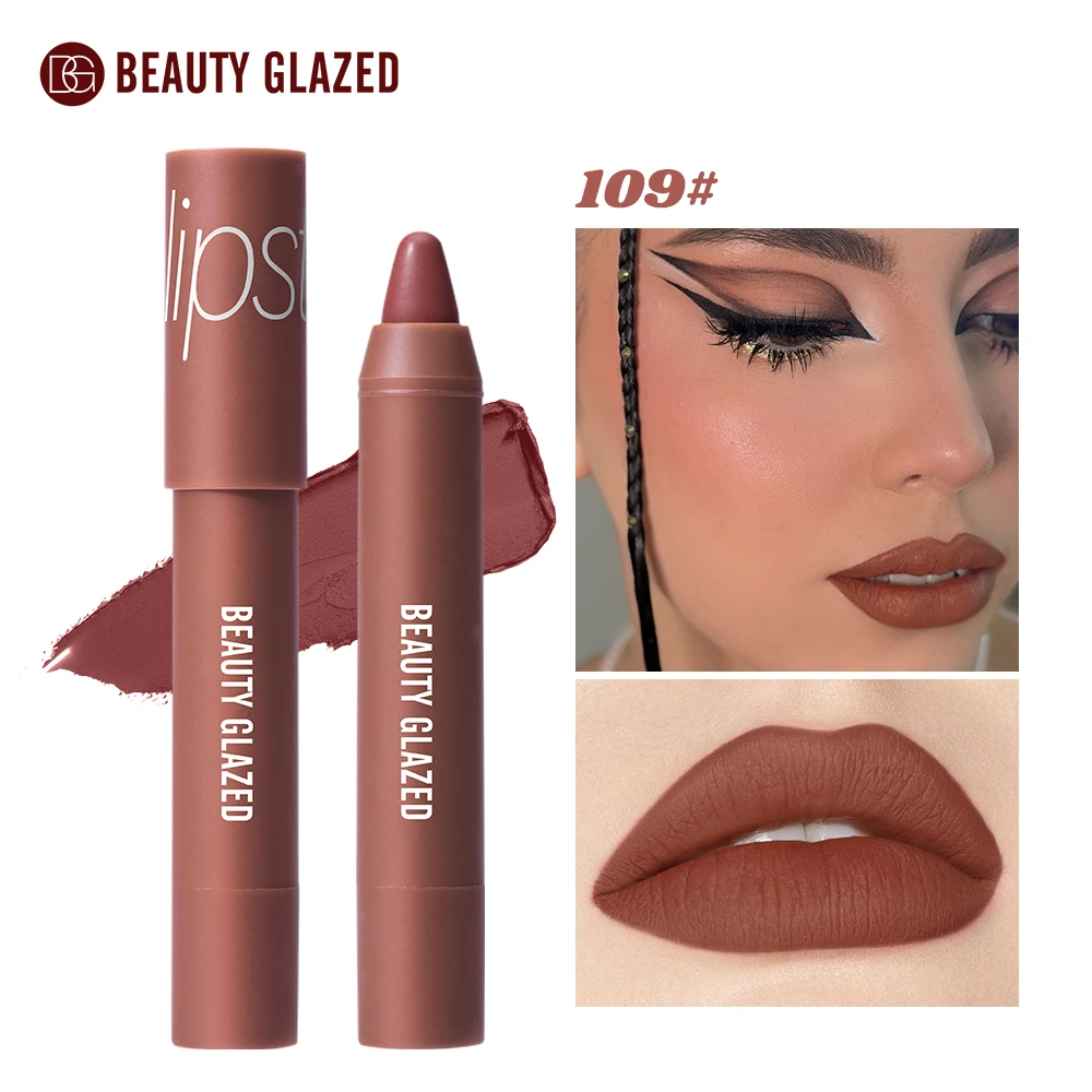 thumbnail image 1 of Beauty Glazed Matte Lipstick Pencil Waterproof Long Lasting Lip Balm 12 Colors Velvet Lip Liner Pen Lips Makeup Women Cosmetics, 1 of 5