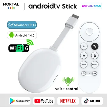 Android TV Stick Smart 4K Home theater Mortal Q2 ultra AllwinnerH313 Netflix YouTube Wifi6 Bluetooth Chromecast Voice Remote