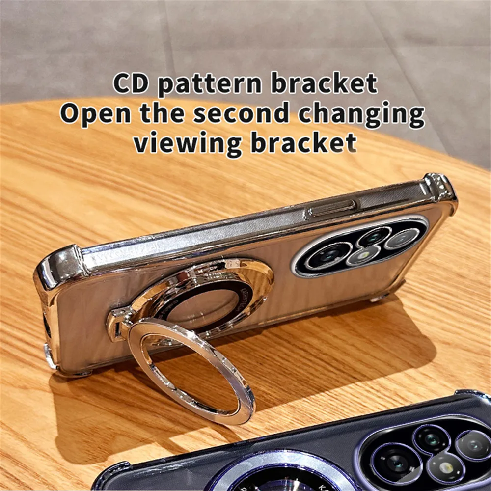 Shockproof Transparent Magnetic Stand Holder Case with Camera Protection