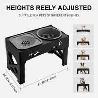 5 Adjustable Height for Different Needs 3 in 1 Pet Feeder Two Bowls One Lift Anti-upset High Neck Guard Slow Food Basin Pet Bowl 3