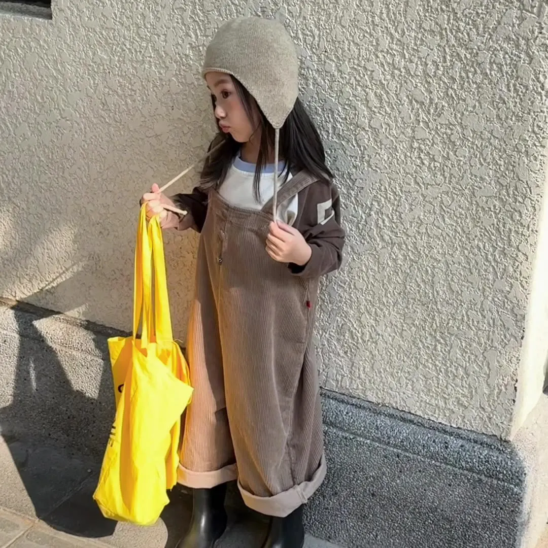 Corduroy Kids Overalls Suspender Pants for Girls and Boys