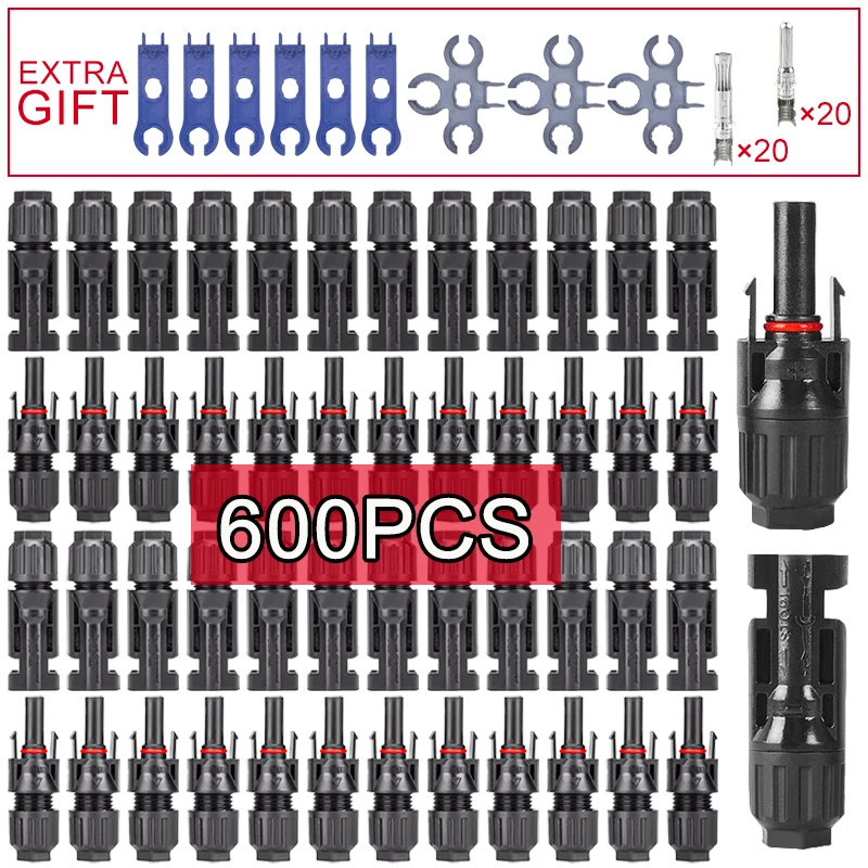 Kit de Conector Solar Fotovoltaica Painel Solor Conectores para pv mc Cabo 1000v 30a 2.5 mm mm mm 600 400 200 100 40 20 Peças 10