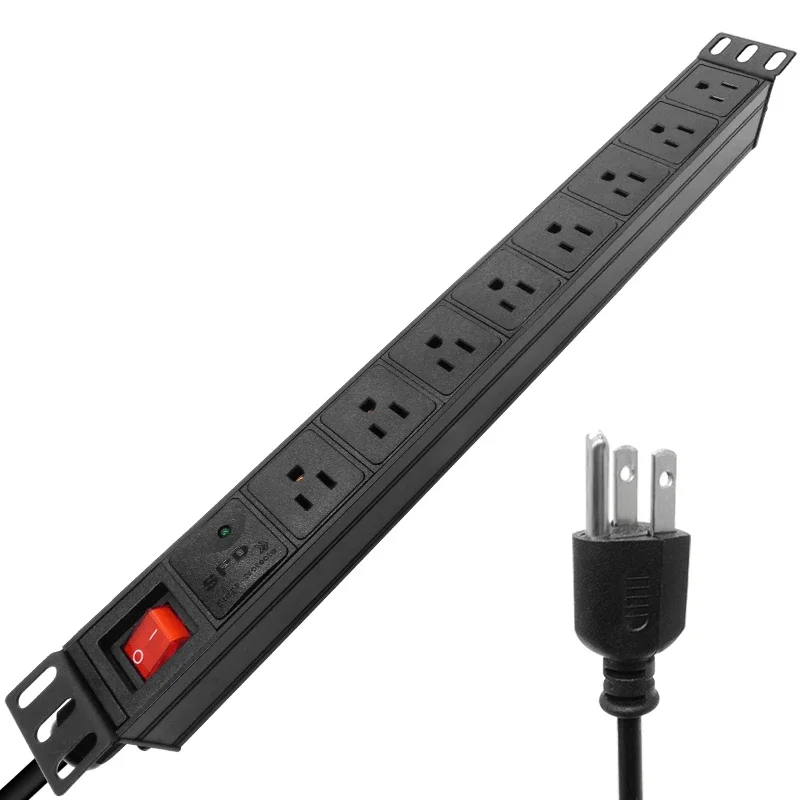 

PDU US Lightning protection Power Strip 8AC Outlets Sockets with US PLUG 2M Extension Cable Electrical Socket aluminium alloy