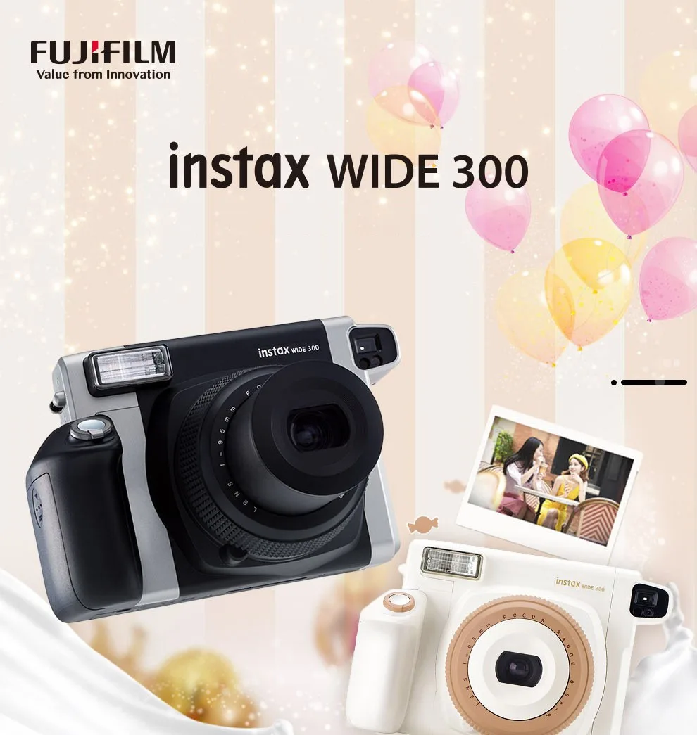 Fujifilm-instax,幅300,一度の画像,インスタント画像,黒/白,ランダム 