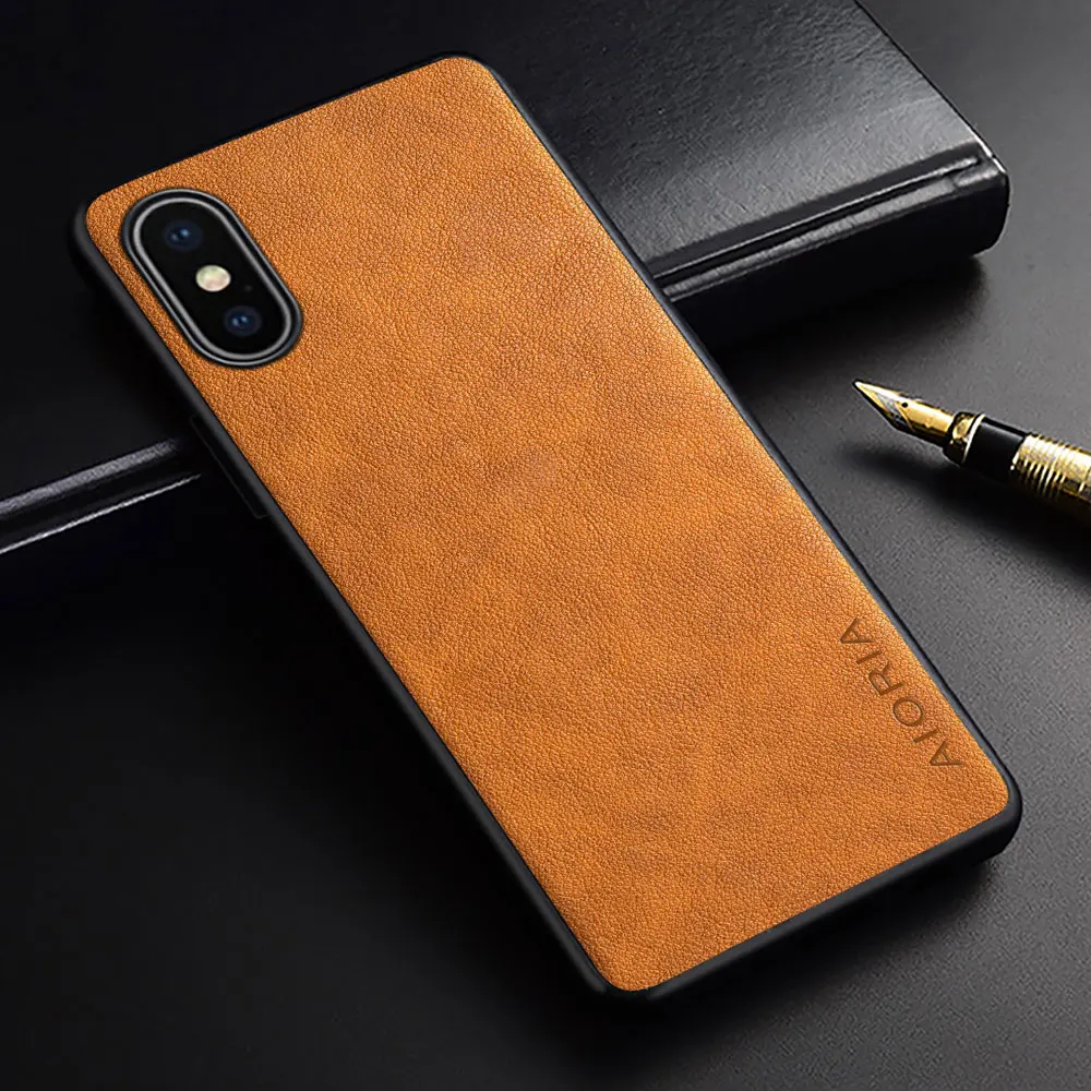 Luxury Vintage Leather Skin Case with Soft Silicone Cover