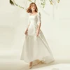 Vintage Satin half-Sleeve Wedding Dresses Off The Shoulder A-line lace-up Sash Bride Wedding Gowns Boho Vestido de Noiva 3