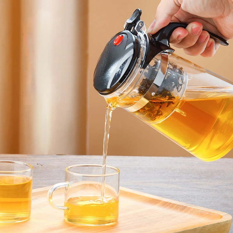 Teapot With Infuser Thickened Glass Heated Resistant Tea Pot One-button Filtering Tea Separation Kettle Tea Coffee Maker