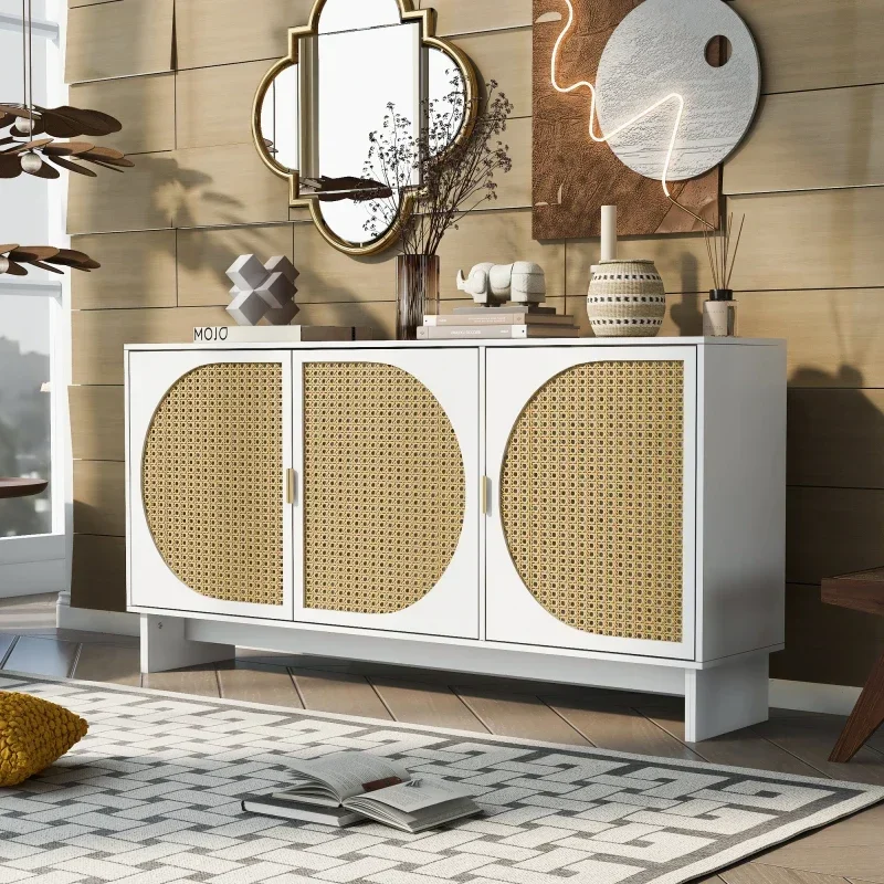 Rattan Door, Mid Century Modern Storage Cabinet