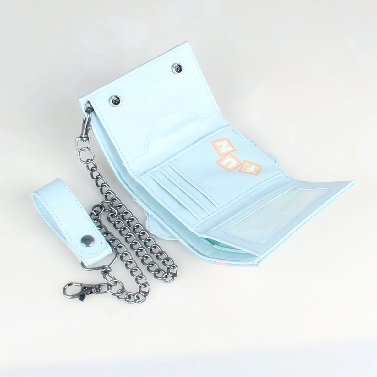 Triple fold chain men's wallet, stylish three-dimensional design women's card holder