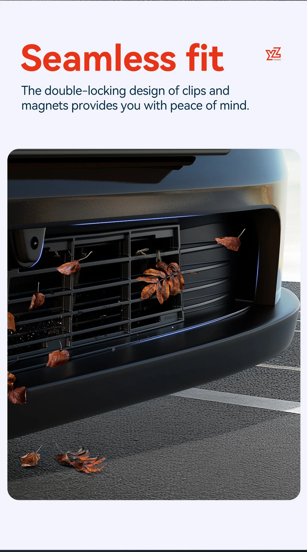 YZ Für Tesla Model 3/Y/YL Juniper Highland 2026 Frontgrill Magnetische Abdeckung Unterer Stoßfänger Insektenschutz Einfache Demontage – Detail 4