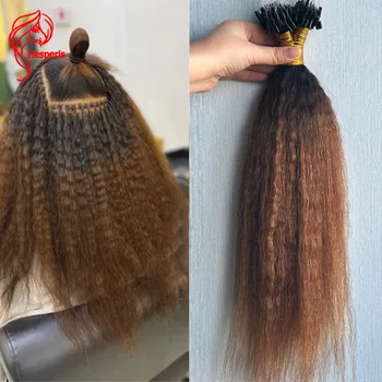 Hesperis 100 fili/pacco estensioni dei capelli micro loop dritti crespi per le donne nere estensioni dei capelli microlink ombre dei capelli umani
