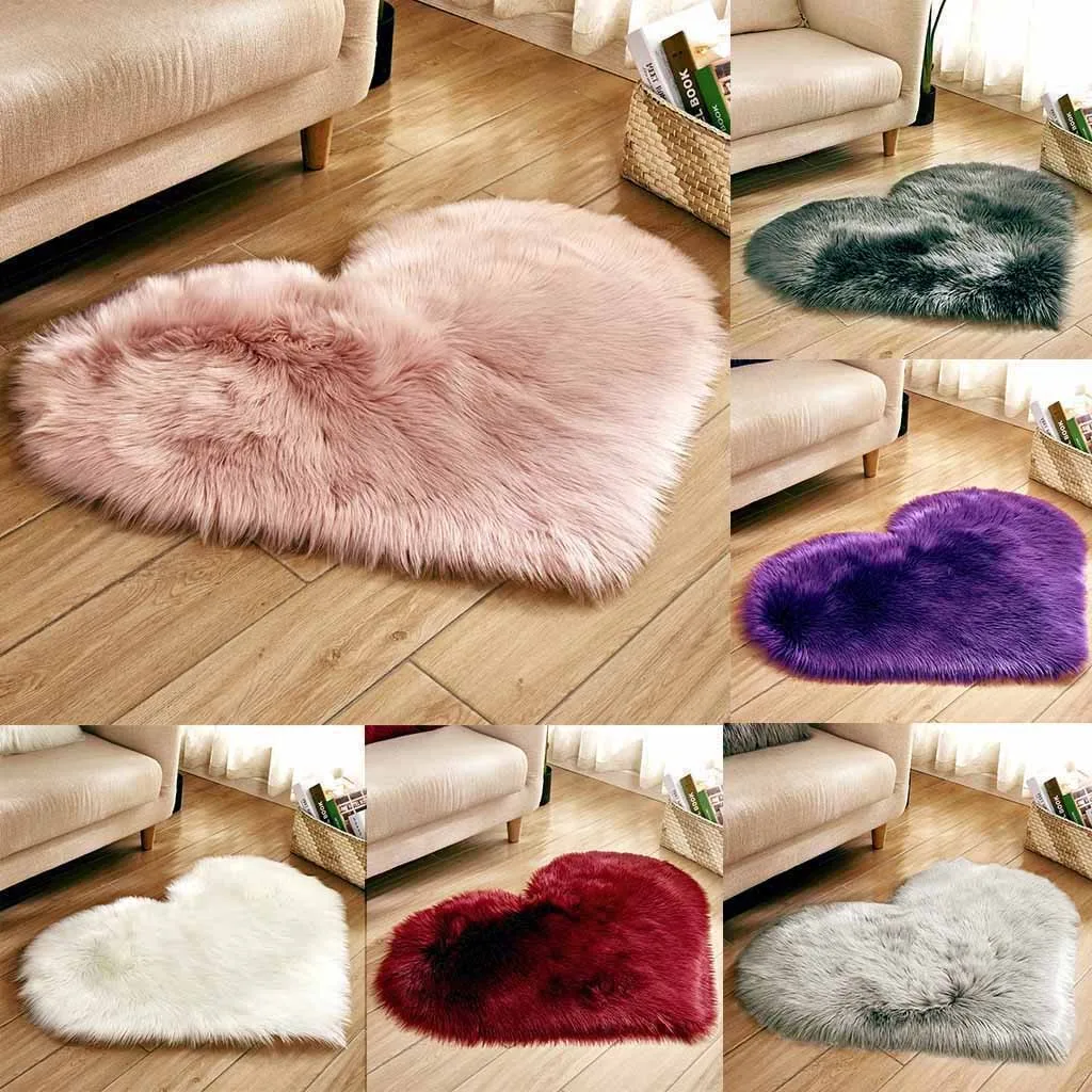 Heart Shaped Faux Fur Rug Display