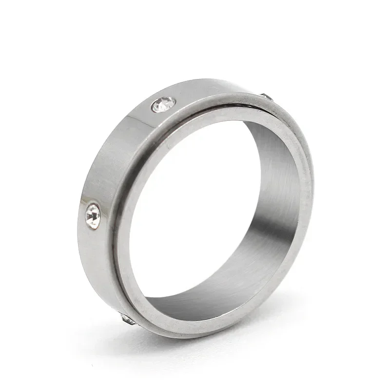 Fidget Rings Stainless Steel Anxiety Moon Spinner Rings Trendy Rotate Freely Anti Stress Jewelry Men Women