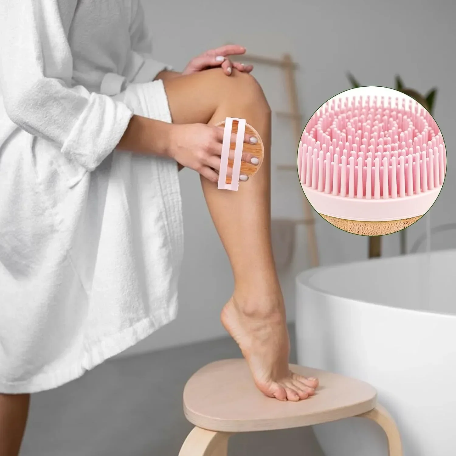 Newest Wooden Body Scrubber Exfoliating Soft Bristle Bath Brush Durable Body Wash Scrubber Bathing Accessory Body Massage Tools