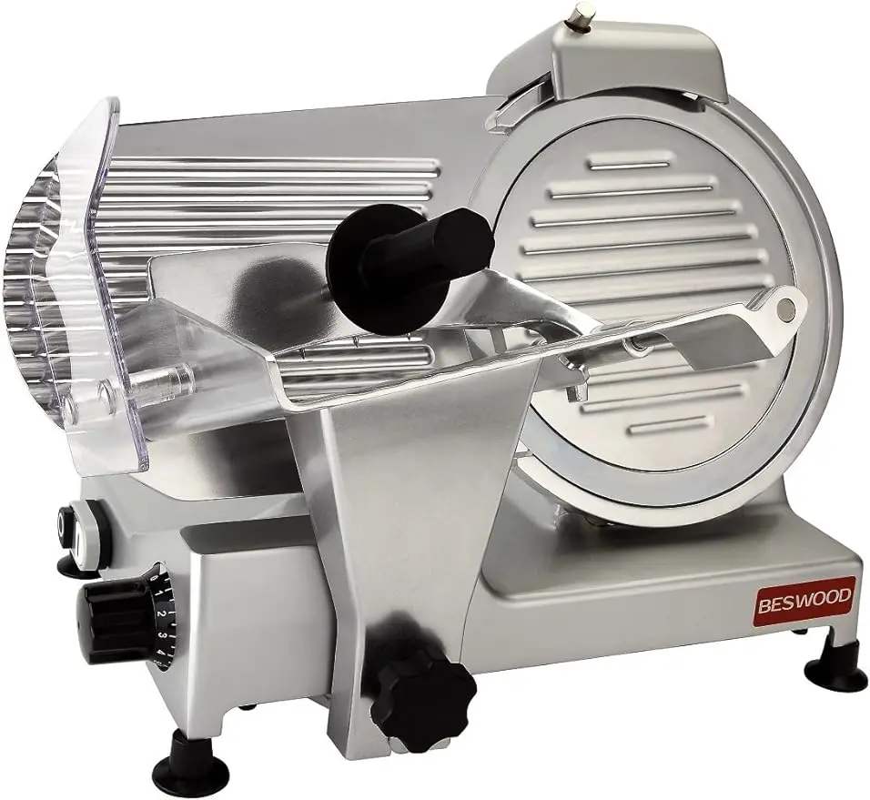 

BESWOOD 10" Premium Chromium-plated Steel Blade Electric Deli Meat Cheese Food Slicer Commercial and for Home use 240W