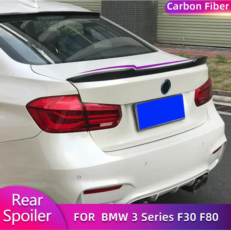 탄소 섬유 리어 트렁크 스포일러 윙, BMW 3 시리즈 F30 F80 320i 330i M3 세단 2012 2017 자동차 리어 스포일러 부트 리드 윙 립