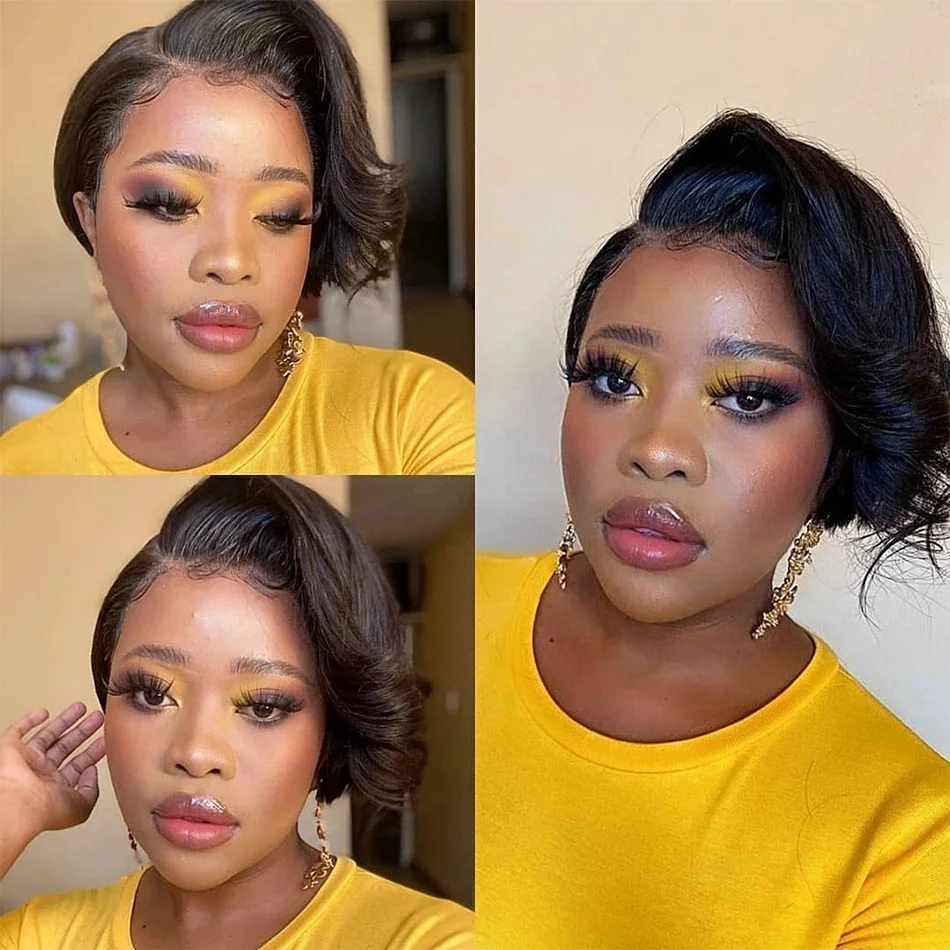 Pixie Cut Wig Transparent Lace Human Hair Wigs For Women Straight Short Bob Wig 13X4 Lace Front Prepluck Brazilia Human Hair