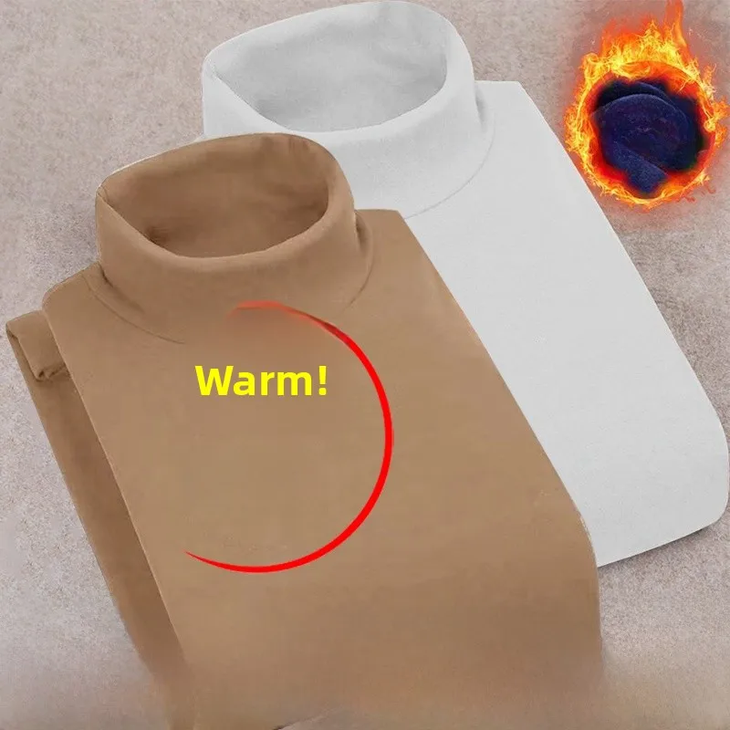 Half turtleneck [solid color] khaki + white