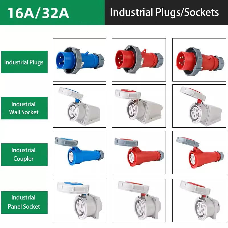 Conector Industrial da Tomada e do Soquete Conexão Elétrica Impermeável Chama-retardador Alojamento de Nylon 3p 4p 5p 16a 32a Ip67 Novo