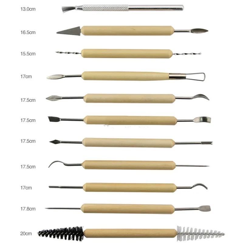 11pcs Wood Clay Sculpting Kit Sculpt Smoothing Wax Carving Pottery Ceramic Tools Polymer Shapers Modeling Carved Tool