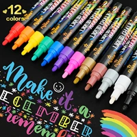 12PCS/Set Liquid Chalk Marker Pens Erasable LED Writing Board Glass Window Art 12 Colours Marker Pens,3mm-6mm Tips 1
