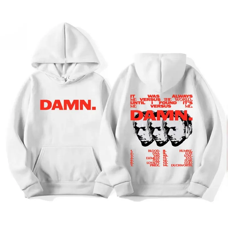 

Kendrick Lamar Damn Print Hoodies Rap Hip Hop Vintage Sweatshirts Male Harajuku Casual Loose Hoodie Streetwear Fleece Pullover