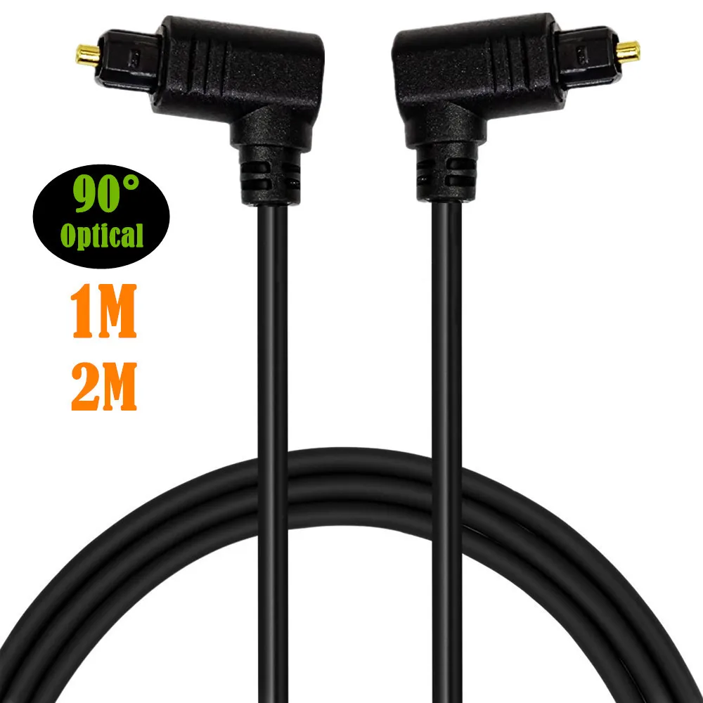 Single Double Bend 90 Degree Angle Elbow TOSLINK Optical Audio Digital Fiber Optic Extension Cable 1M 2M Input/Output Connectors |