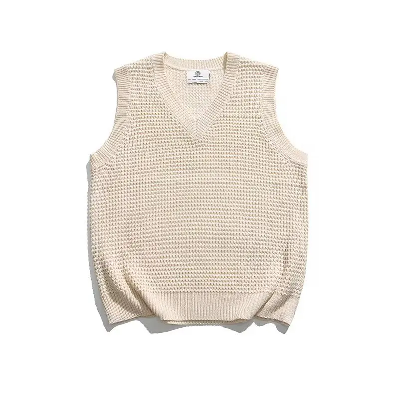 New V-Neck Sleeveless Knitted Tank Top Spring And Autumn Business Travel Outwear For Men And Women Loose Casual Top Sweater Thin