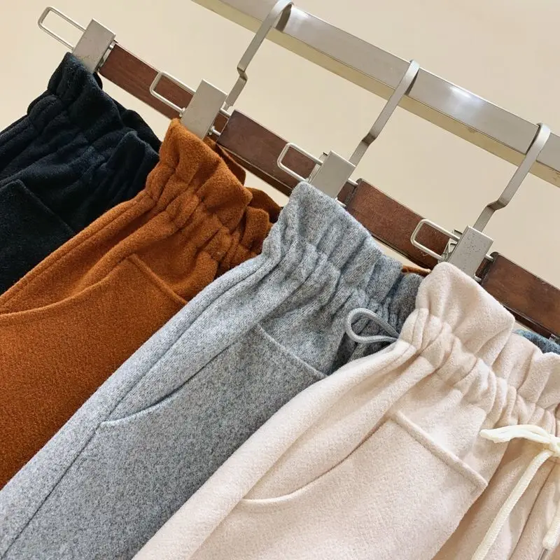 High Waist Plus Size Wide Leg Shorts Autumn Winter New Solid Color Drawstring All-match Shorts Casual Fashion Women Clothing