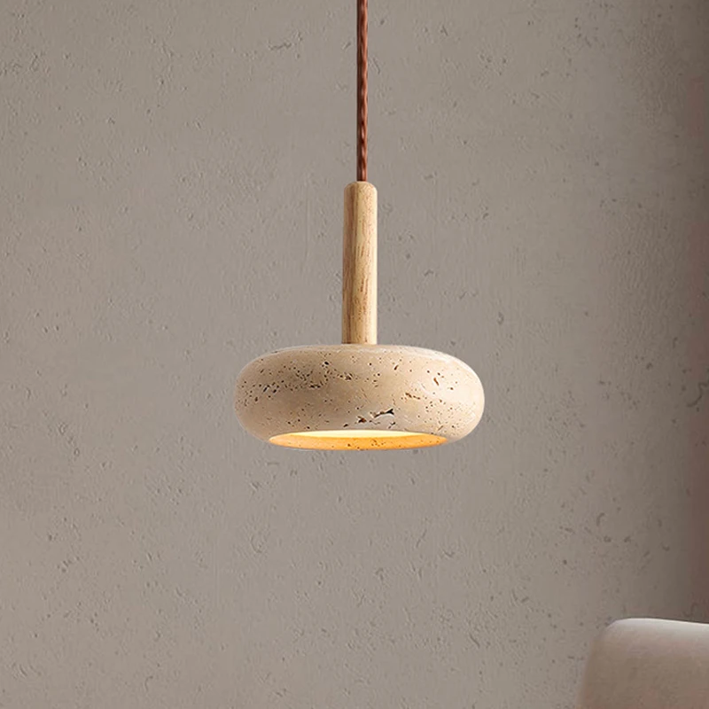 

2024 New Hot Selling Pendant Lamps Wabi Sabi Circular Yellow Stone Commercial Home Decoration Restaurant Room LED Droplight
