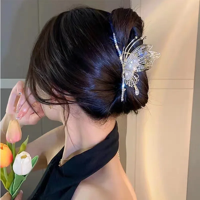 New French Elegant Metal Shark Clip High End Women's Butterfly Fashion Grab Clip Back Head Spoon Hair Clip Women's Accessories