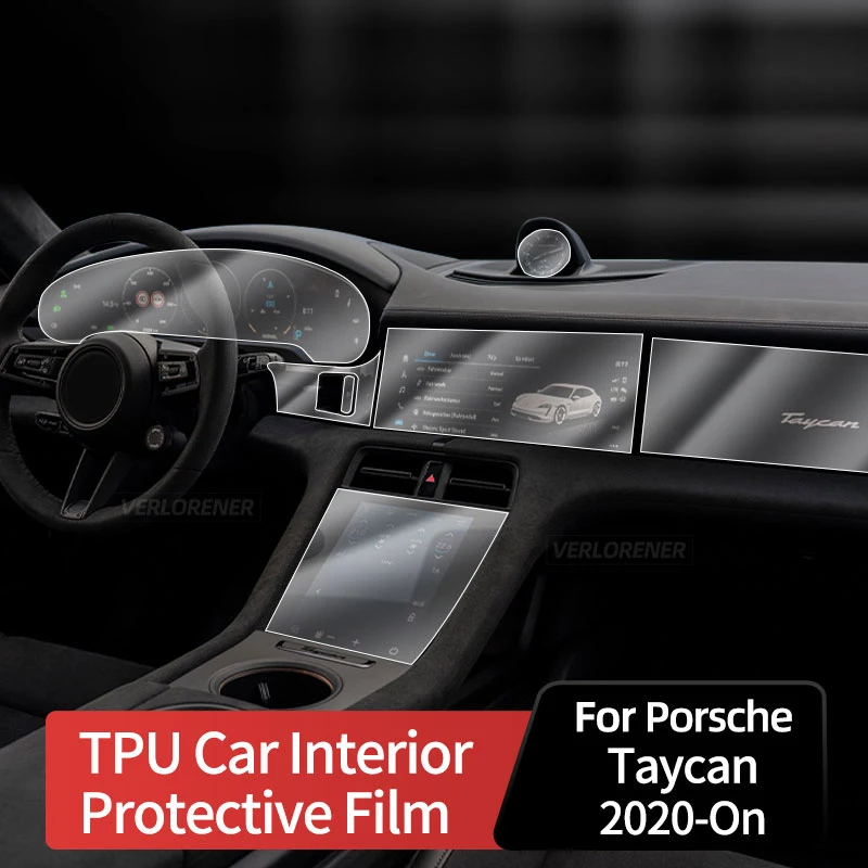 

For Porsche Taycan 2020 2021 2022 Turbo S Self Repairing Car Interior Central Console Gear Dashboard TPU Paint Protective Film