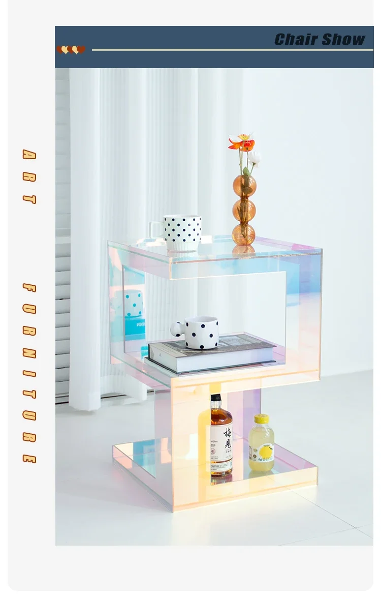 Description Picture 6 of itemLuxury Transparent Acrylic Coffee Table Furniture,Colorful Living Room Sofa,Side Corner tables Bedroom,Square Bedside Cabinets