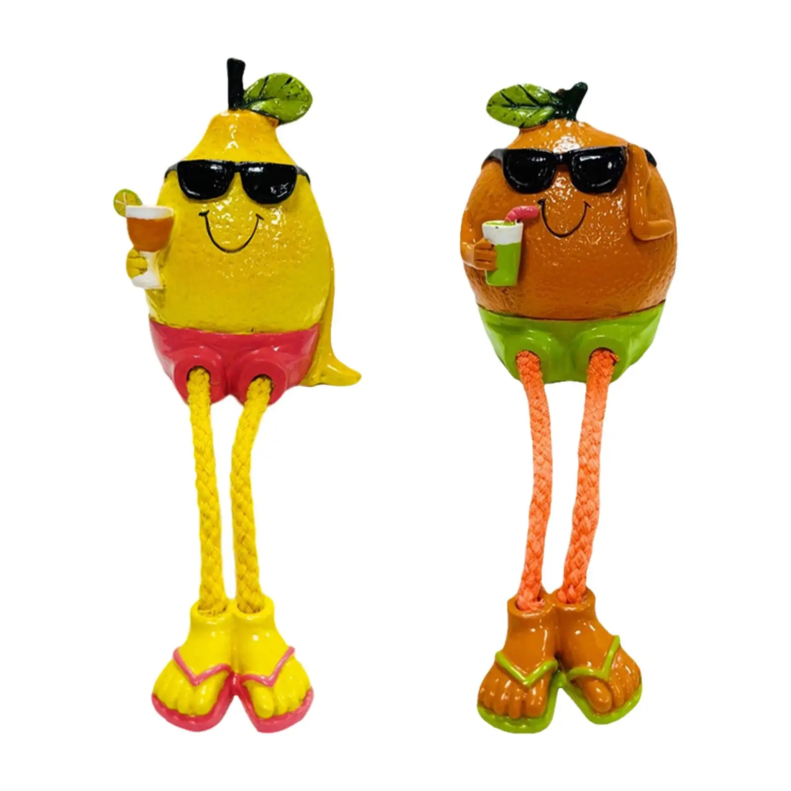 

Small Fruit Statue with Hanging Legs Resin Handmade Realistic Artificial Fruits Figures for Desktop Balcony Shelf Bedroom Porch