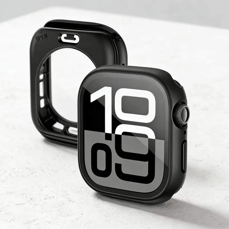 Premium Tempered Glass Apple Watch Full Protection Case with 360° Coverage and Durable Back Bumper