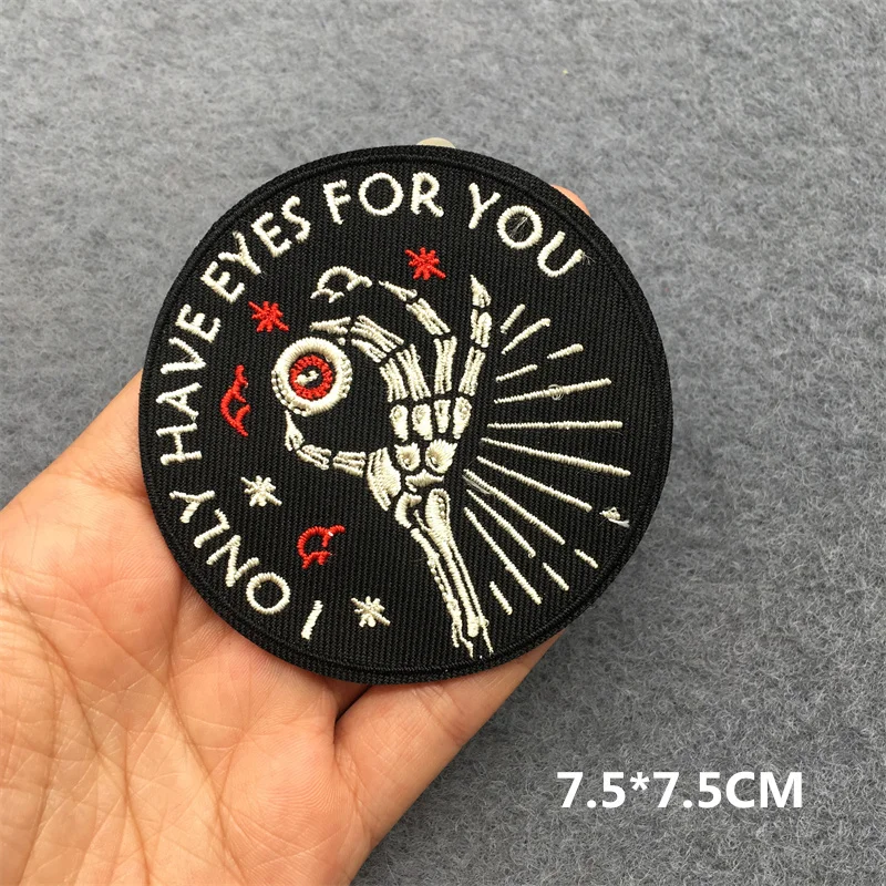 Horror Ghost Embroidery Patch Punk Skull Sewing Fusible Patch DIY Iron on Patches for Clothing Thermoadhesive Patches Sticker
