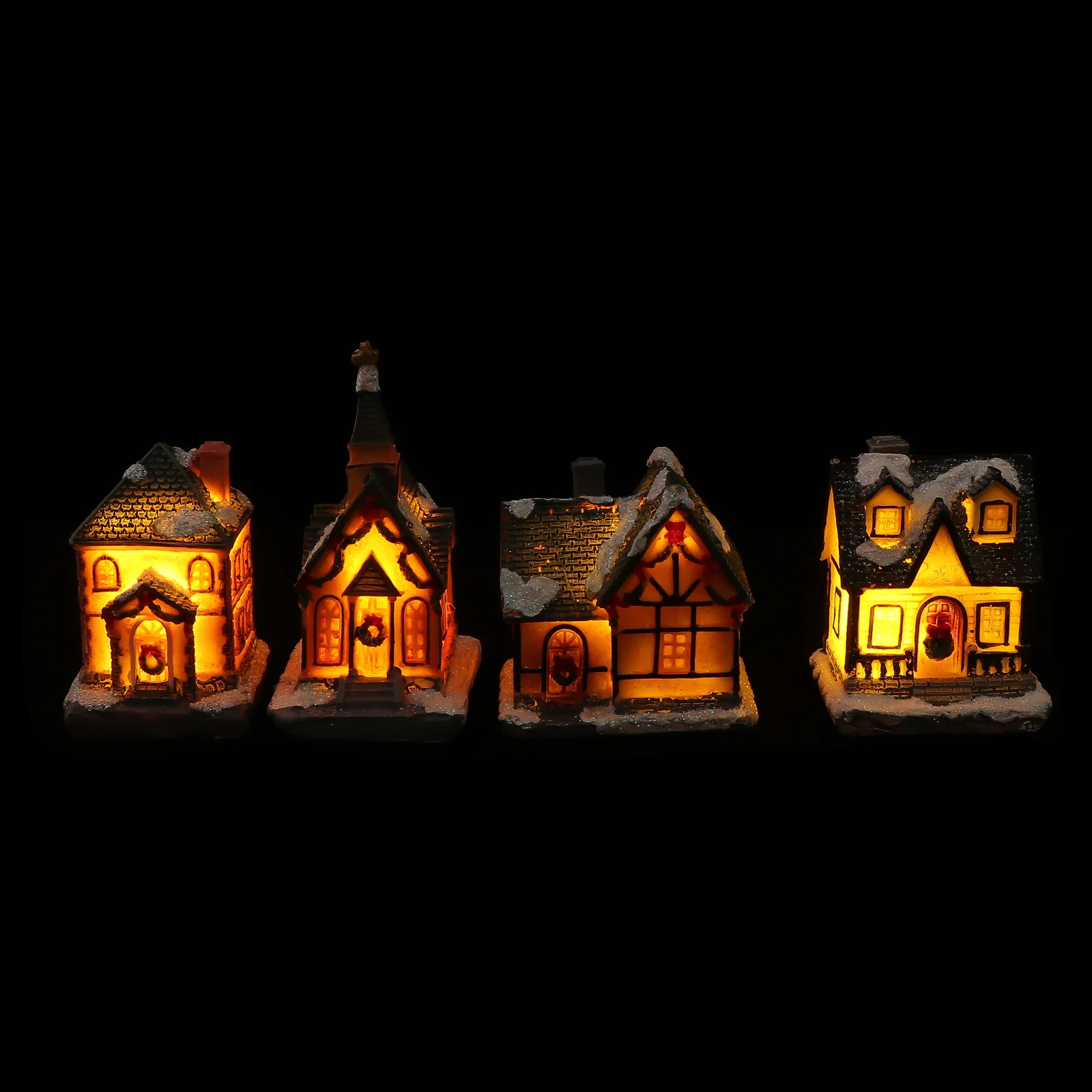 

LED Christmas Resin House, Luminous Miniature House Village House Snow Scene House Lit Building, Light Christmas Decoration