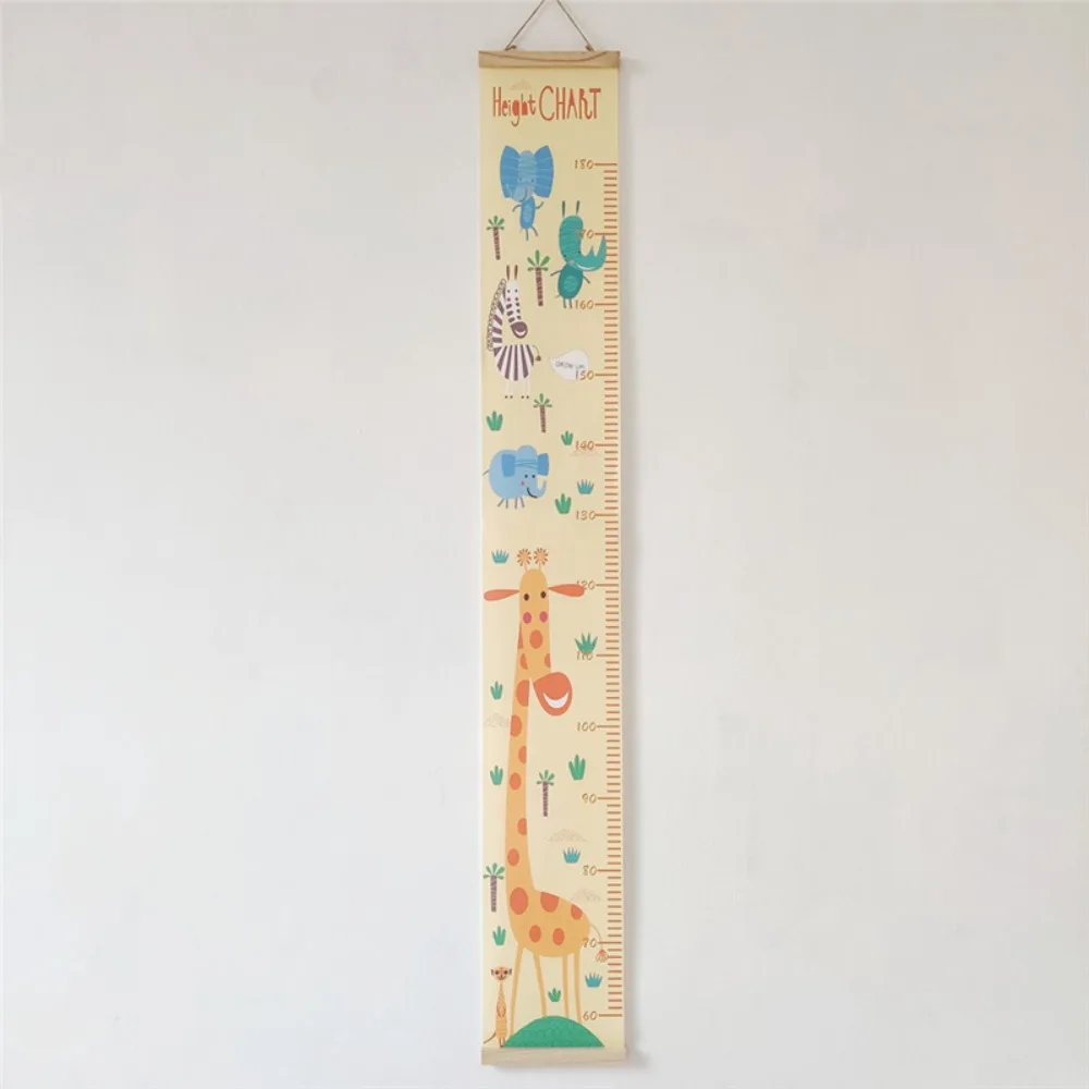 Wall Hanging Children Height Measuring Rulers with Frame Removable Height Measure Chart Wooden Roll Up Baby Growth Chart