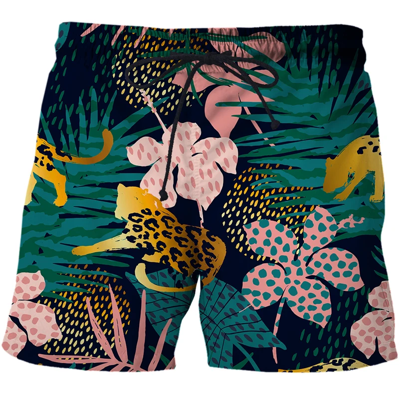 Shorts 2022 high quality polyester fabric men and women cool Jungle Leaves 3D printed shorts loose casual beach summer shorts mens casual summer shorts Casual Shorts